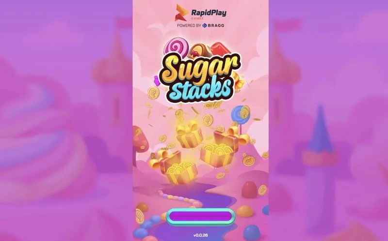 Sugar Stacks - หน้าจอโหลดเกมพร้อมโลโก้ RapidPlay Games